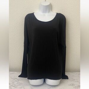 Forever 21 Long Sleeve Top Women’s M Black Pullover Open Back Blouse Z​​…